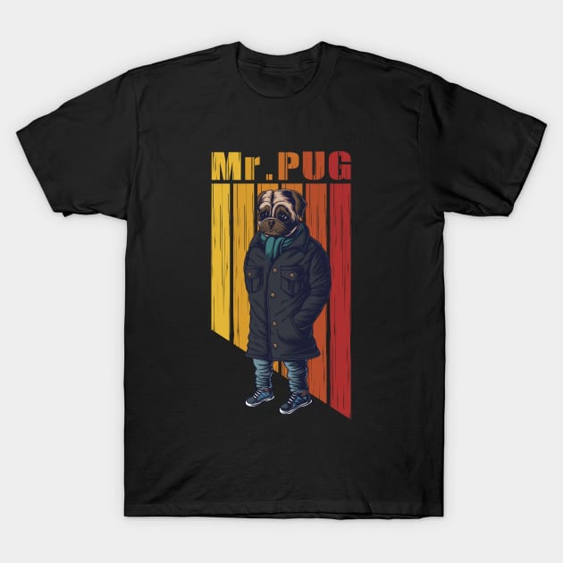 Mr. pug dog illustration T-Shirt by Mako Design 